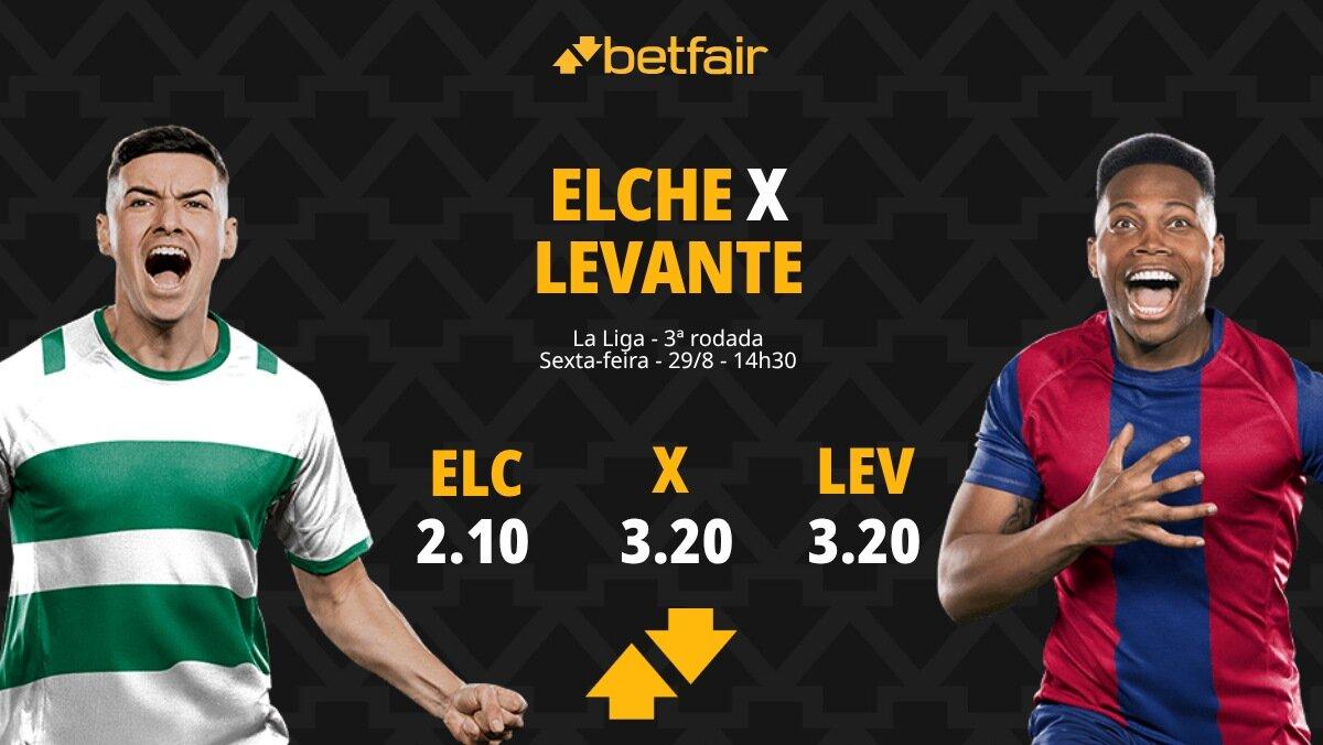 Elche x Levante - La Liga: palpites, odds, estatísticas, onde assistir ao vivo, escalações e horário
