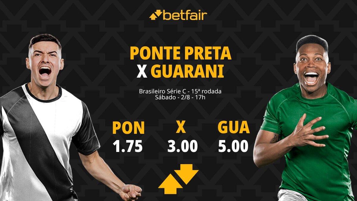 Ponte Preta x Guarani: palpites, odds, onde assistir ao vivo, escalações e horário