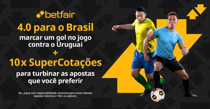 SuperCotações Betfair: jogão do Brasil com 10 fichas para turbinar as suas odds!