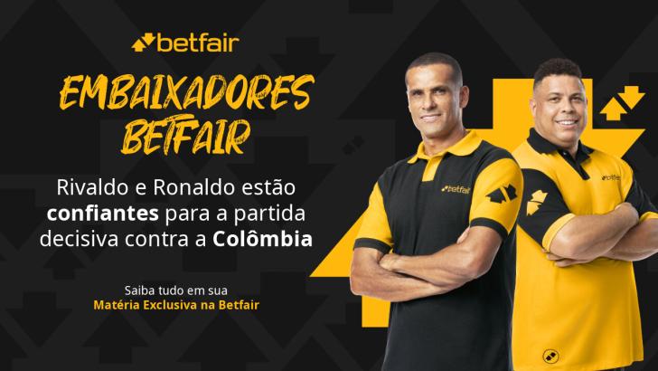 Embaixadores Betfair: Rivaldo e Ronaldo estão confiantes para a partida decisiva contra a Colômbia