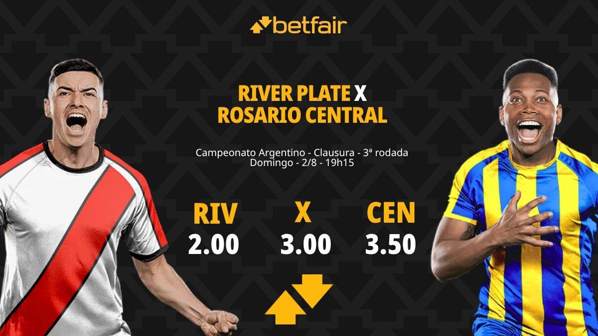 River Plate x Rosario Central - Campeonato Argentino: Notícias, Odds, Estatísticas, Escalações, Horário, Onde Assistir