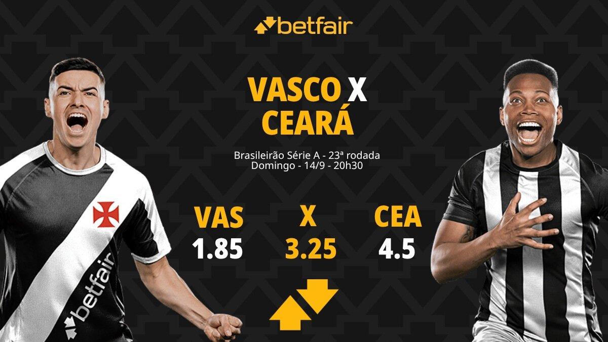 Vasco x Ceará - Brasileirão: palpites, odds, estatísticas, onde assistir ao vivo, escalações e horário