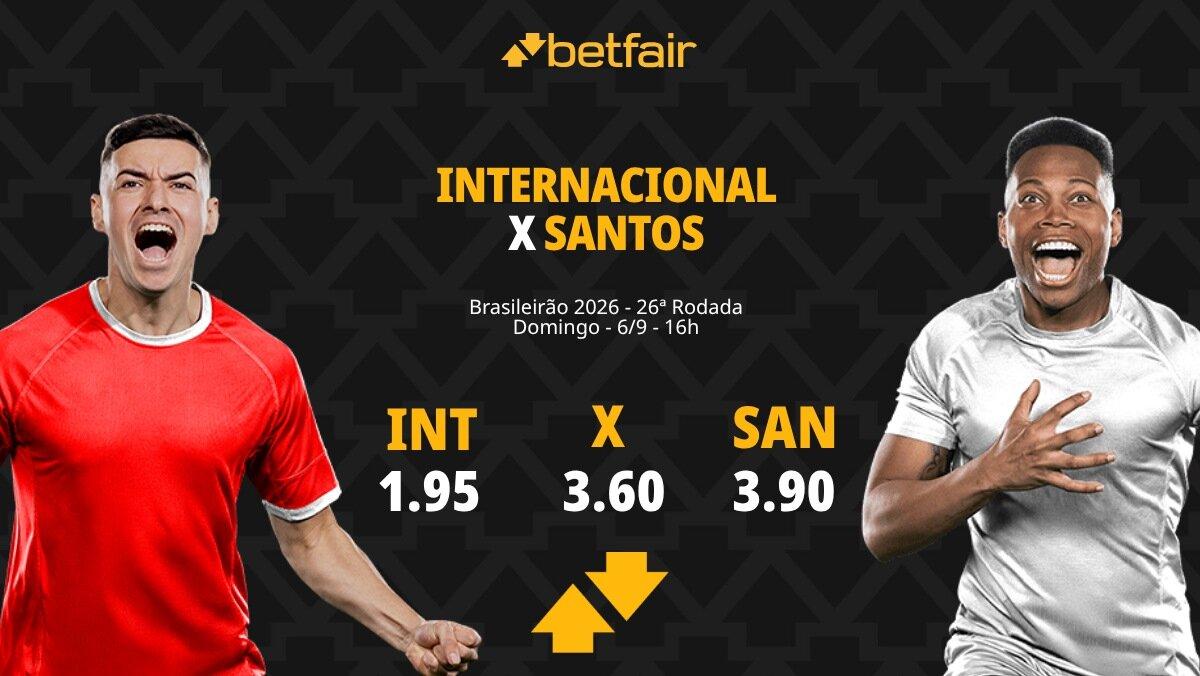Internacional x Santos - Brasileirão 2026: Notícias, Odds, Estatísticas, Escalações, Horário, Onde Assistir