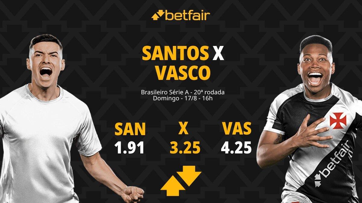 Santos x Vasco - Brasileirão: palpites, odds, estatísticas, onde assistir ao vivo, escalações e horário