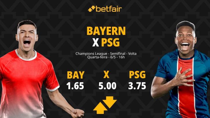 Bayern de Munique x PSG - Champions League: Dicas, Palpites, Odds, Escalações, Horário, Onde Assistir