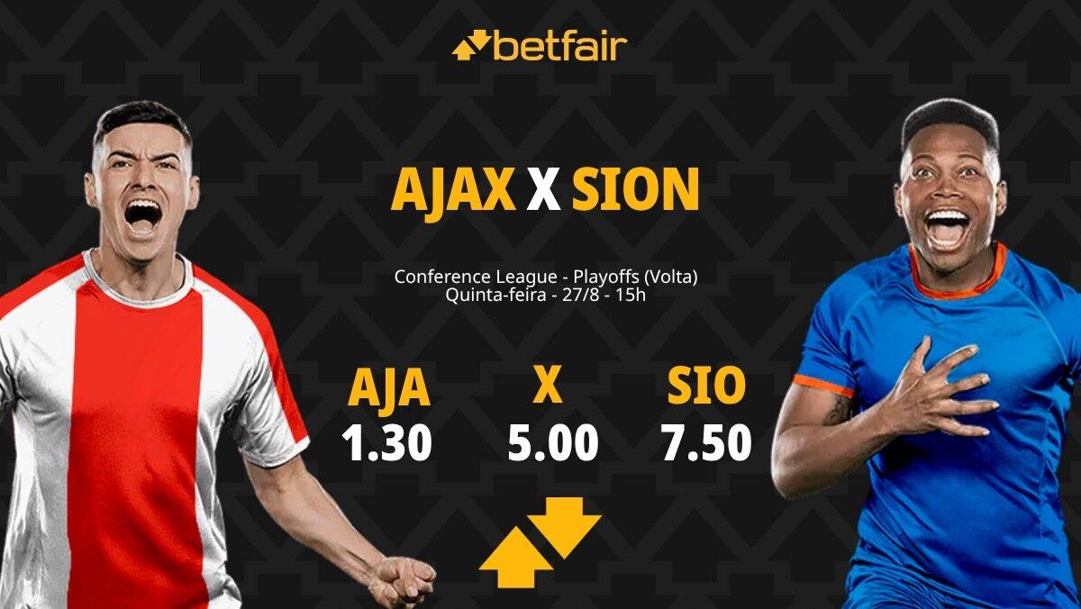 Ajax x Sion - Conference League: Notícias, Odds, Estatísticas, Escalações, Horário, Onde Assistir