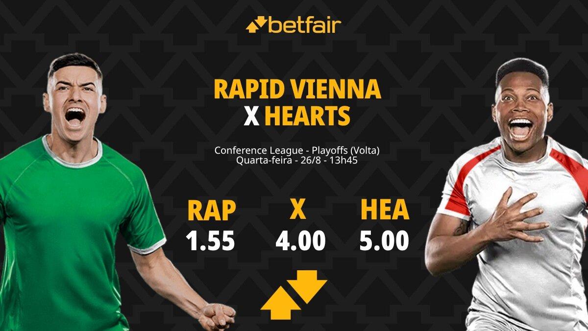 Rapid Vienna x Hearts - Conference League: Notícias, Odds, Estatísticas, Escalações, Horário, Onde Assistir