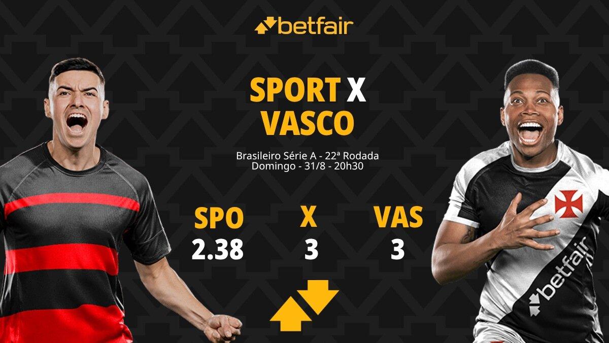 Sport x Vasco - Brasileirão: palpites, odds, estatísticas, onde assistir ao vivo, escalações e horário