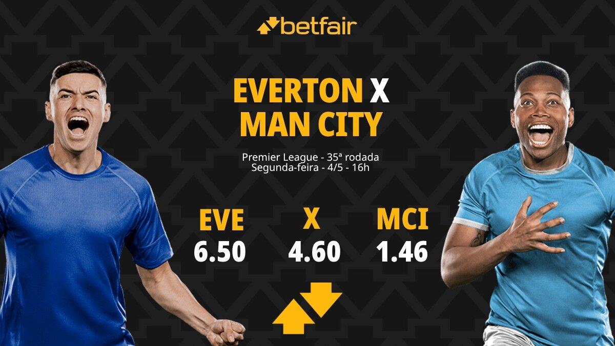 Everton x Manchester City - Premier League: Dicas, Palpites, Odds, Escalações, Horário, Onde Assistir