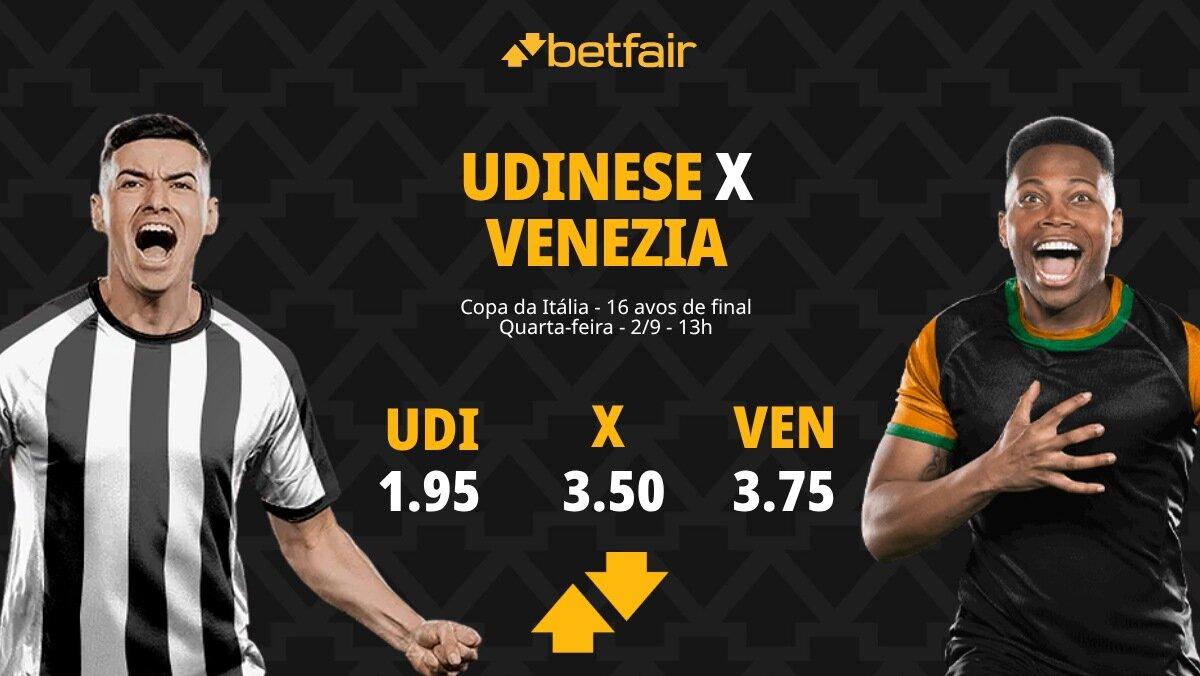 Udinese x Venezia - Copa da Itália: Notícias, Odds, Estatísticas, Escalações, Horário, Onde Assistir