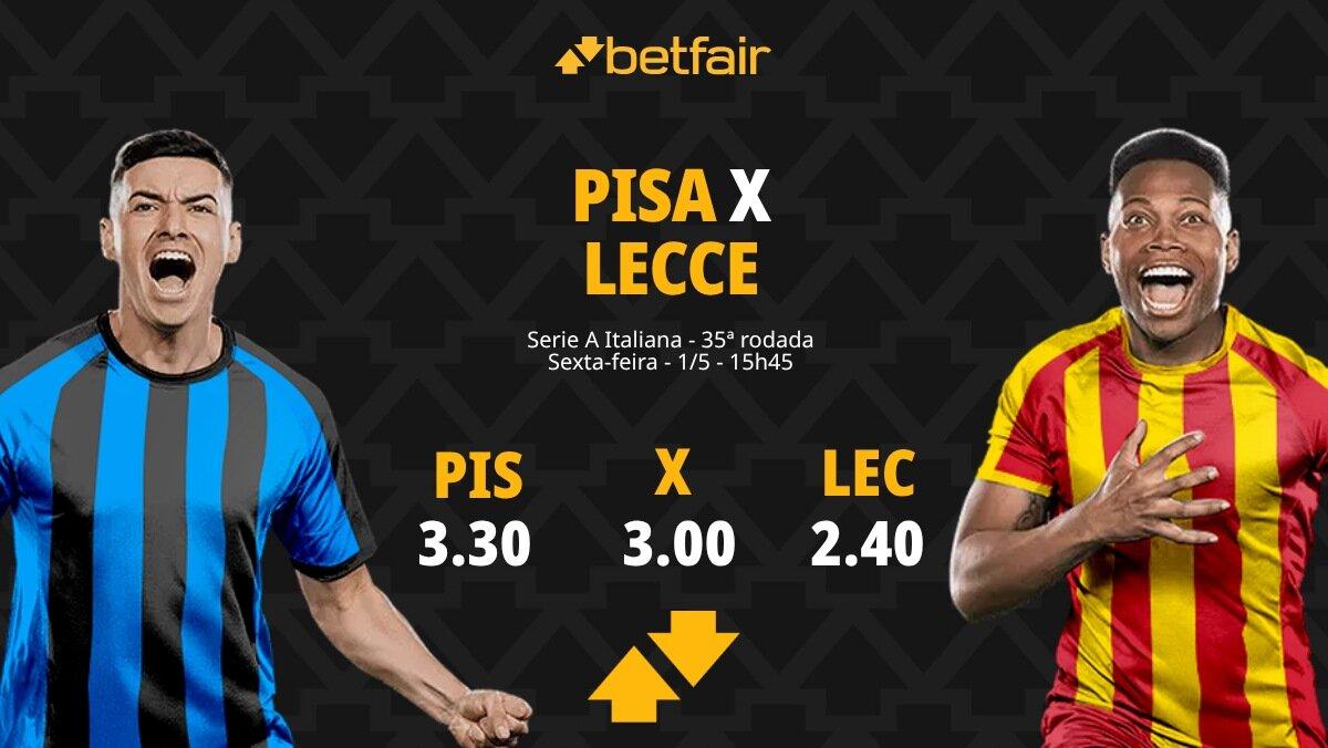 Pisa x Lecce - Serie A Italiana: Dicas, Palpites, Odds, Escalações, Horário, Onde Assistir