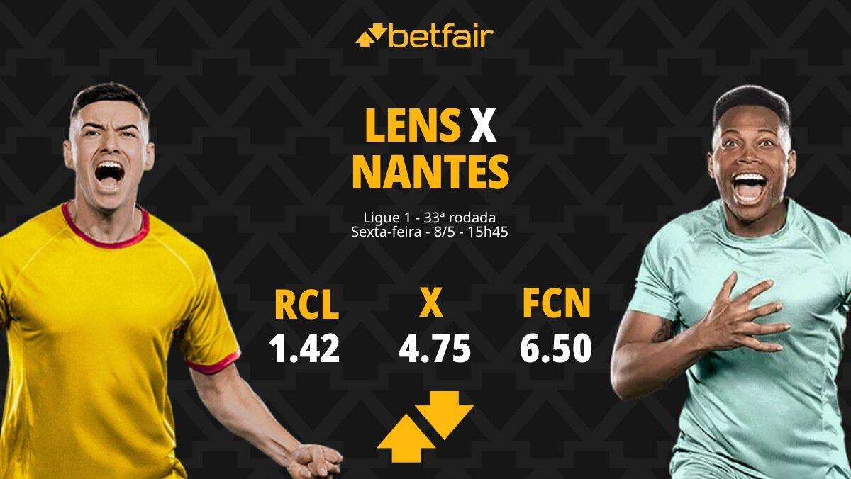 Lens x Nantes - Ligue 1: Dicas, Palpites, Odds, Escalações, Horário, Onde Assistir