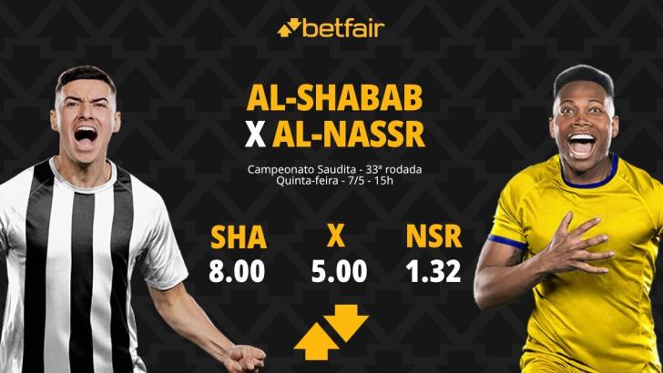 Al-Shabab x Al-Nassr - Campeonato Saudita: Dicas, Palpites, Odds, Escalações, Horário, Onde Assistir
