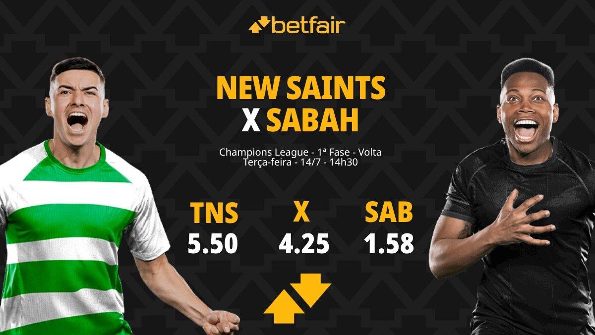 New Saints x Sabah - Champions League: Dicas, Palpites, Odds, Escalações, Horário, Onde Assistir