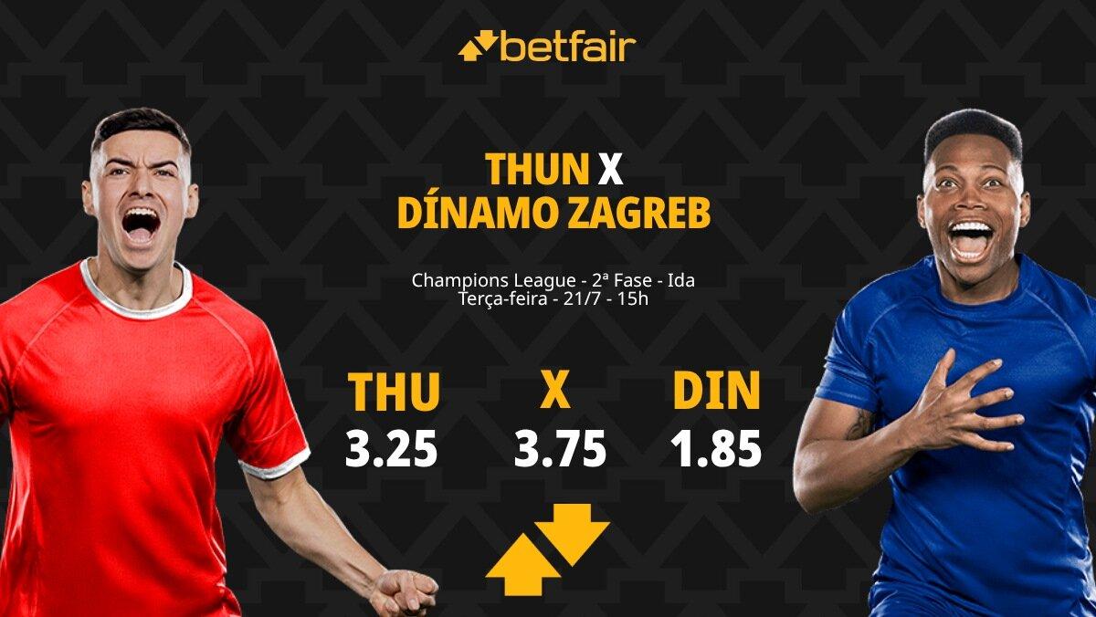 Thun x Dínamo de Zagreb - Champions League: Dicas, Palpites, Odds, Escalações, Horário, Onde Assistir