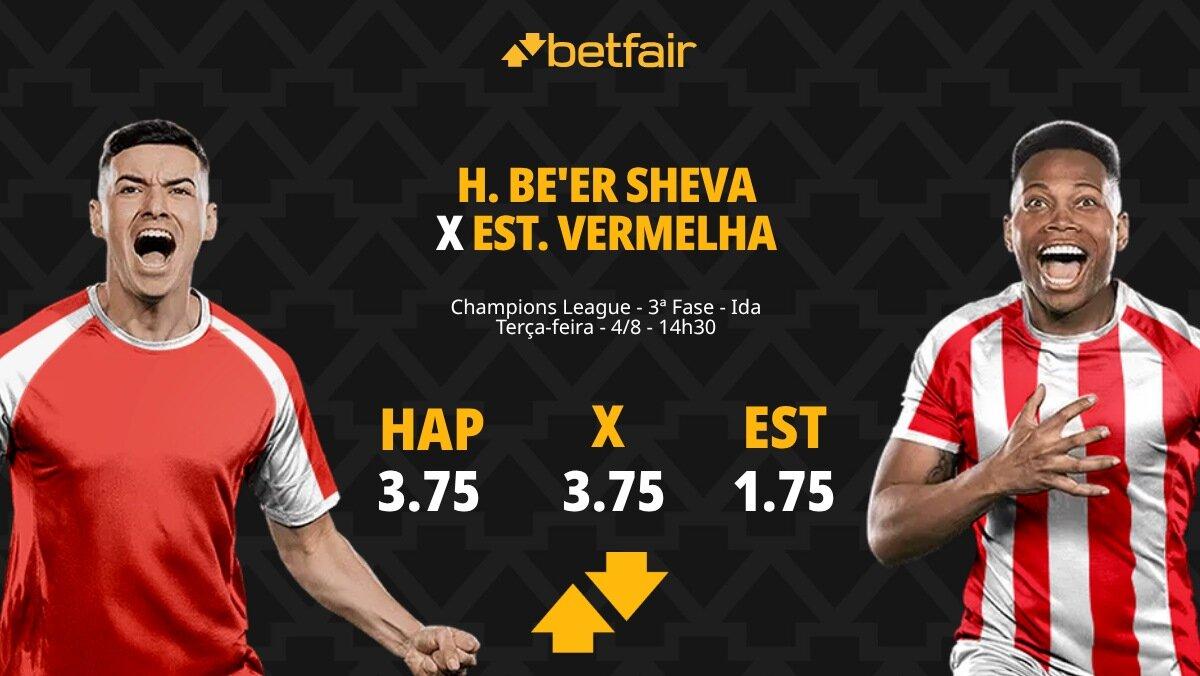 Hapoel Beer Sheva x Estrela Vermelha - Champions League: Notícias, Odds, Estatísticas, Escalações, Horário, Onde Assistir