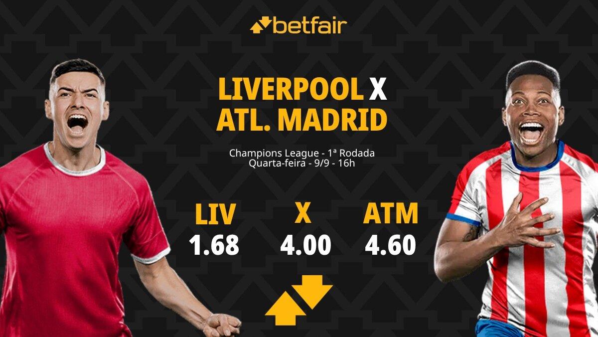 Liverpool x Atlético de Madrid - Champions League: Notícias, Odds, Estatísticas, Escalações, Horário, Onde Assistir