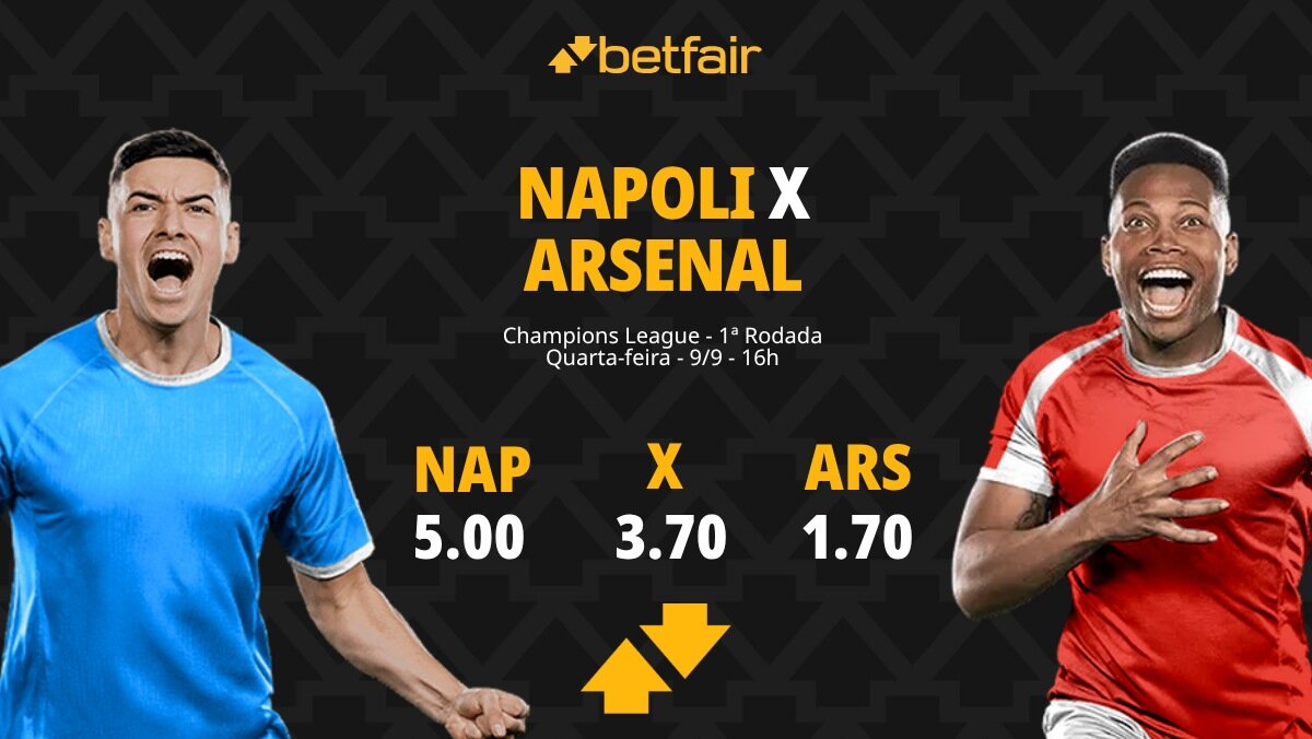 Imagem ilustrativa sobre Napoli x Arsenal: horário, live e palpite para a Champions de quarta (09/09/2026)