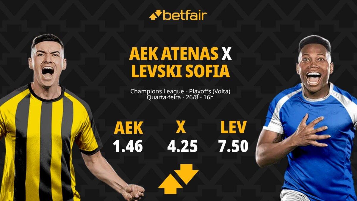 AEK Atenas x Levski Sofia - Champions League: Notícias, Odds, Estatísticas, Escalações, Horário, Onde Assistir