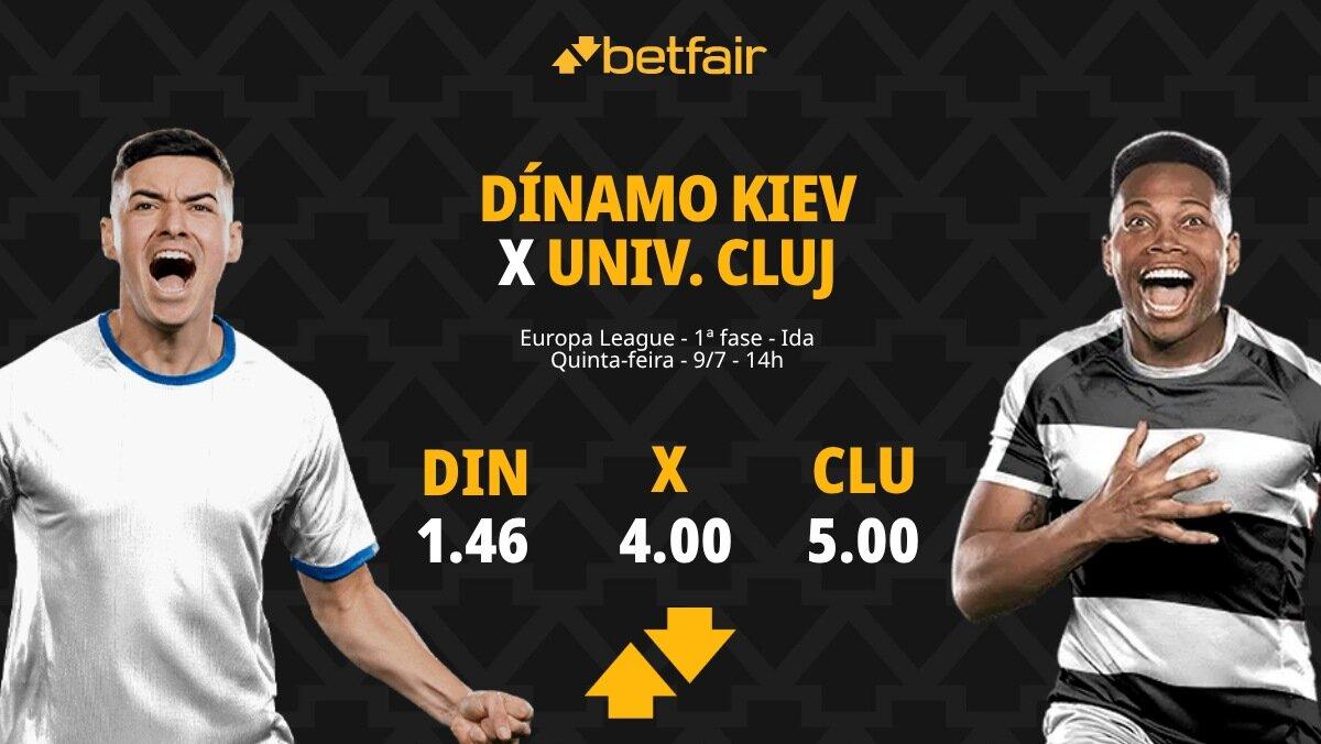 Dínamo Kiev x Universitatea Cluj - Europa League: Dicas, Palpites, Odds, Escalações, Horário, Onde Assistir