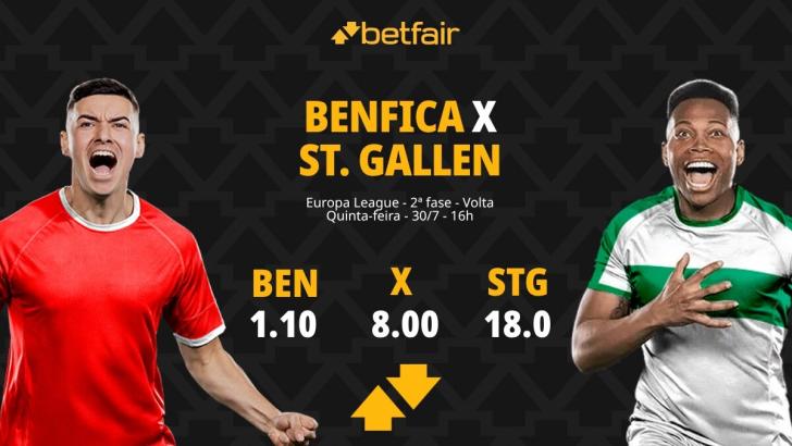 Benfica x St. Gallen - Europa League: Notícias, Odds, Estatísticas, Escalações, Horário, Onde Assistir
