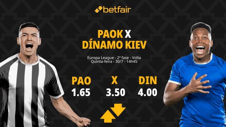 PAOK x Dínamo de Kiev - Europa League: Odds, Estatísticas, Escalações, Horário, Onde Assistir