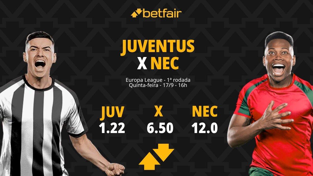 Juventus x NEC Nijmegen - Europa League: Notícias, Odds, Estatísticas, Escalações, Horário, Onde Assistir