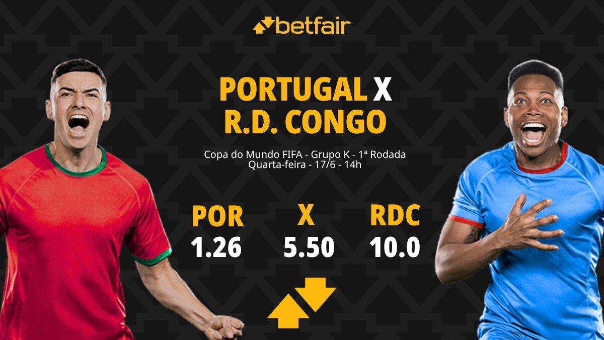Portugal x RD Congo - Copa do Mundo 2026: Dicas, Palpites, Odds, Escalações, Horário, Onde Assistir