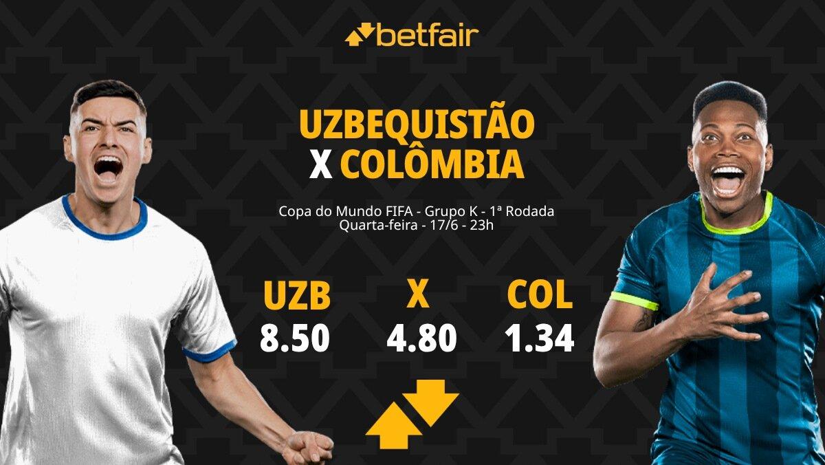 Uzbequistão x Colômbia - Copa do Mundo 2026: Dicas, Palpites, Odds, Escalações, Horário, Onde Assistir